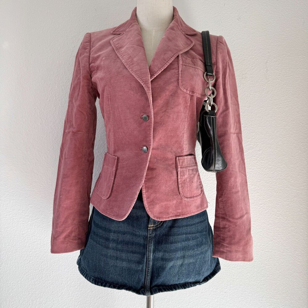 Vintage 90s Pink Velvet Button Up Blazer by Tahari Preppy Coquette Y2K Size 4